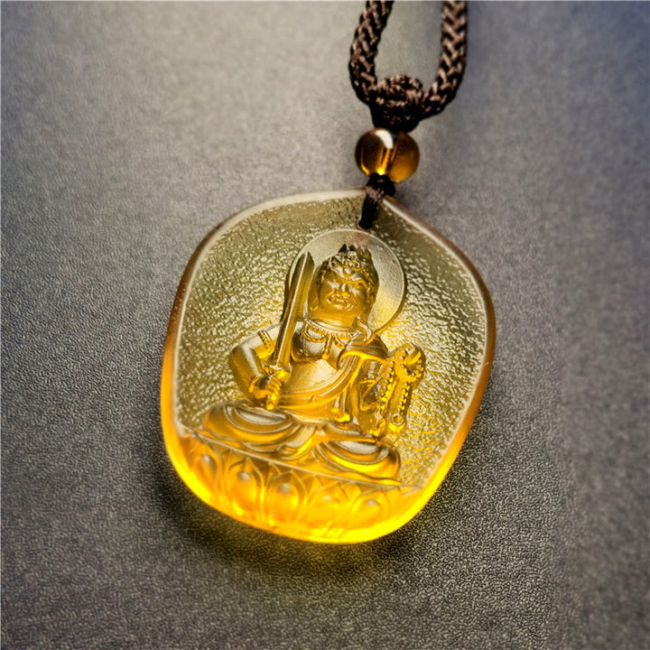 Collier pendentif en cristal de compassion Liuli Buddha Stones et bénédiction du zodiaque chinois - Coq-Acalanatha - image 4
