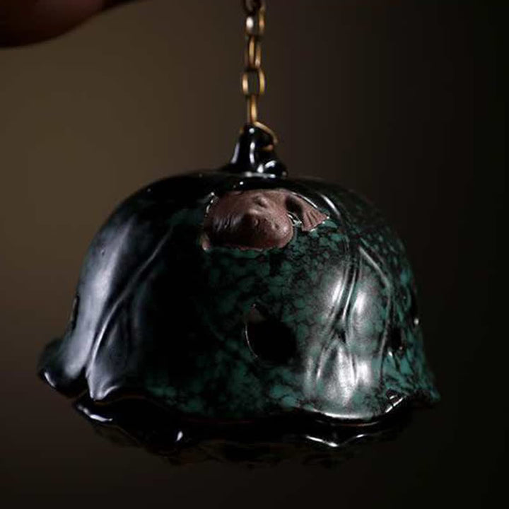 Brûleur d'encens en céramique avec bénédiction du lotus tibétain