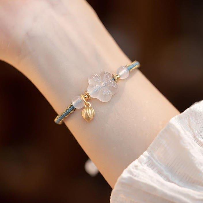 Bracelet en corde de confiance calme et agate rouge en jade et lotus avec Buddha Stones