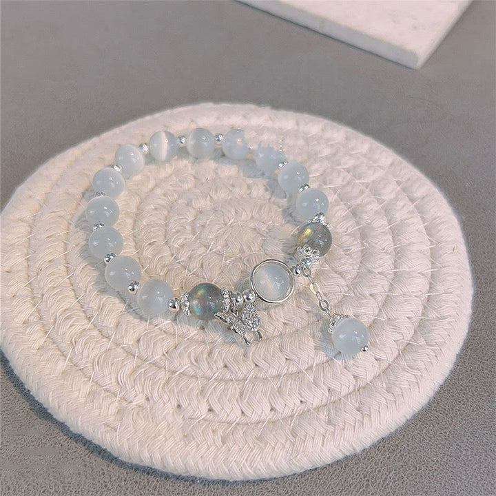 Bracelet de soutien à breloques en forme d'étoile, de papillon et de pierre de lune avec œil de chat et Buddha Stones
