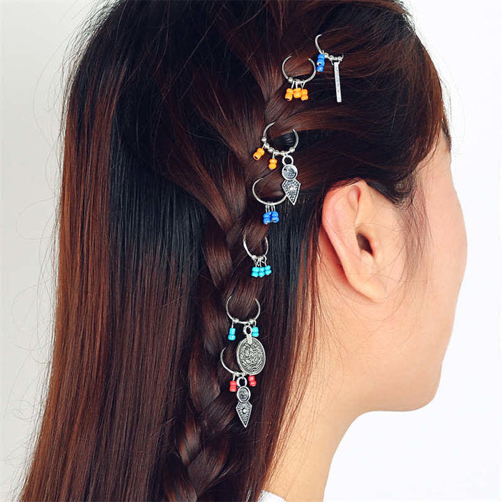 Buddha Stones antiques Pièces de monnaie Perles Barrette Épingles à cheveux Décoration - Lot de 7 épingles à cheveux colorées - image 0