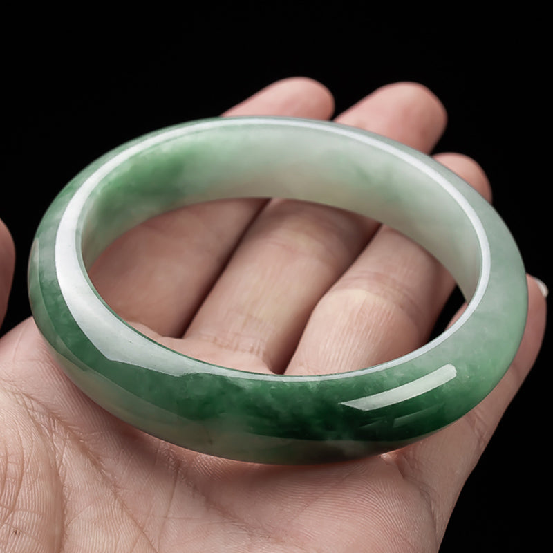 Bracelet jonc en jade naturel Buddha Stones et porte-bonheur