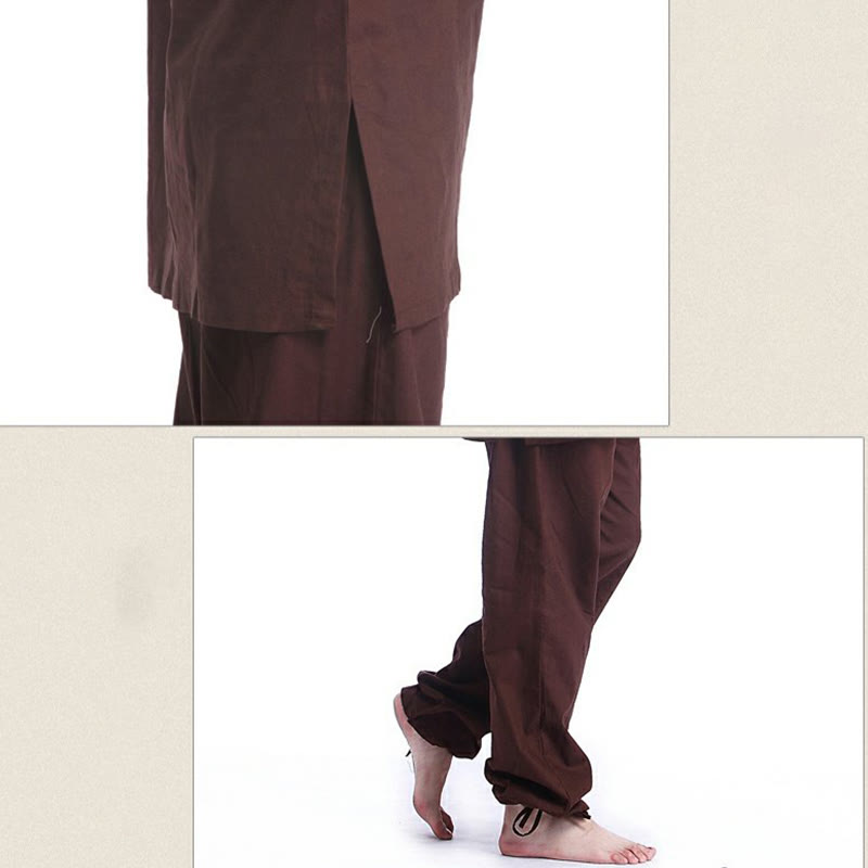 Ensemble de vêtements de yoga pour homme Buddha Stones, méditation, prière, col en V, coton et lin, pratique spirituelle zen - image 8