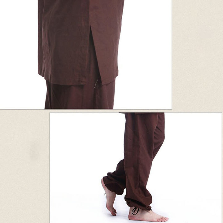 Ensemble de vêtements de yoga pour homme Buddha Stones, méditation, prière, col en V, coton et lin, pratique spirituelle zen - image 8