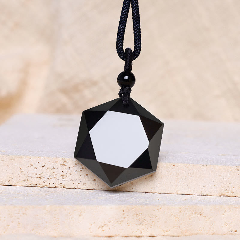 Collier pendentif purificateur talisman en obsidienne noire