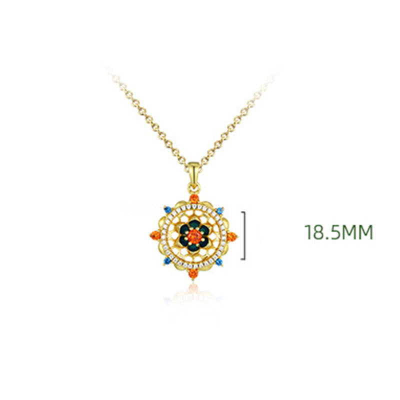 Collier pendentif en argent sterling 925 Buddha Stones et fleur de lotus en zircon coloré pour nouveau départ