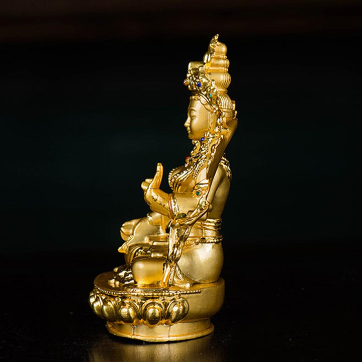 Statue de protection de l'espoir Bodhisattva Tara blanche plaquée or Décoration - image 3