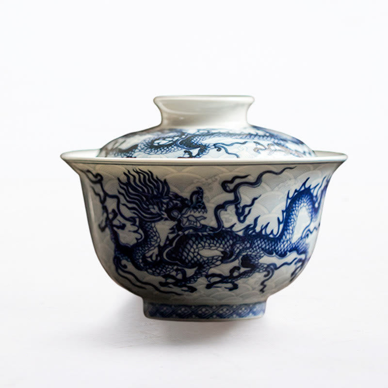 Tasse à thé en céramique motif dragon bleu Buddha Stones Tasses à thé Kung Fu