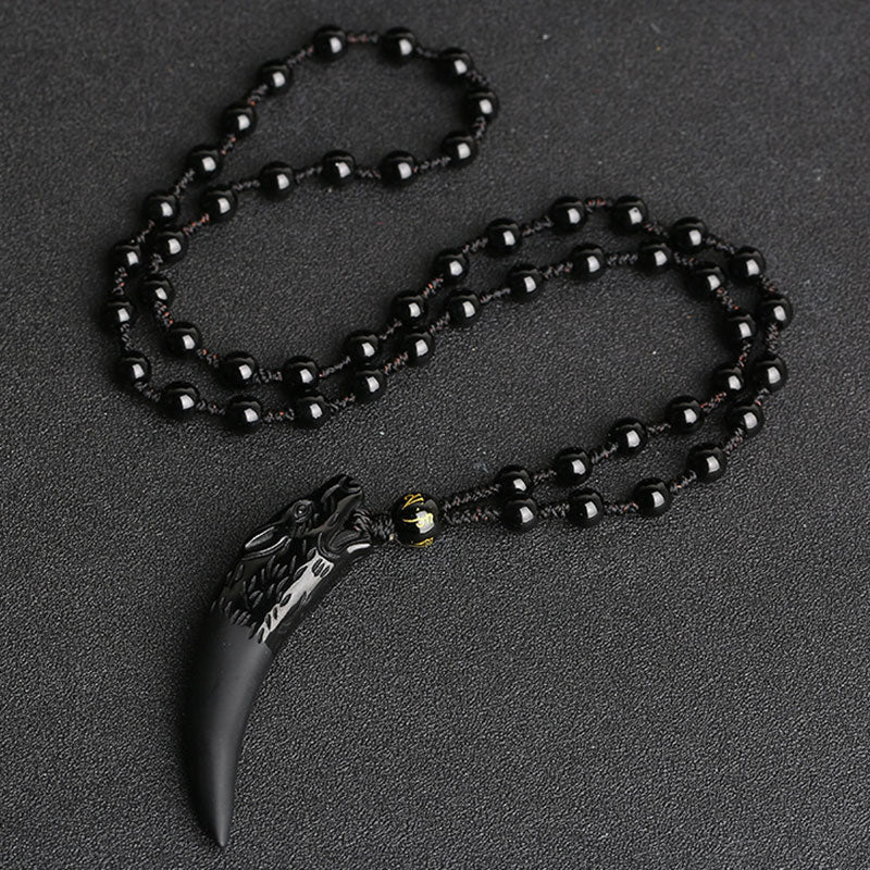 Buddha Stones courageux en obsidienne de glace naturelle avec motif de dent de loup
