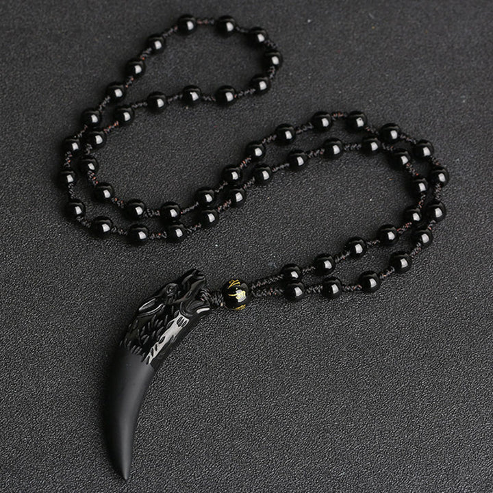 Buddha Stones courageux en obsidienne de glace naturelle avec motif de dent de loup