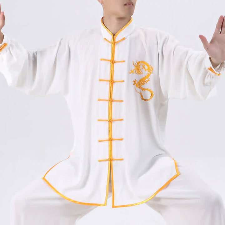 Ensemble de vêtements unisexes brodés avec Buddha Stones et dragon Qi Gong Zen, pratique spirituelle, méditation, prière