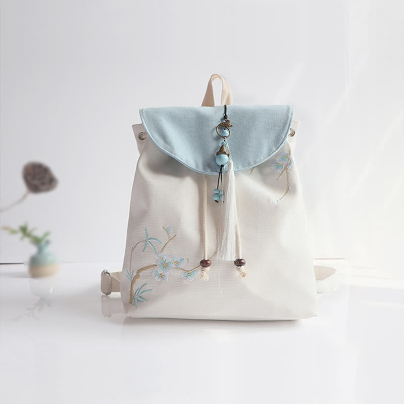 Sac à dos en toile de grande capacité brodé à la main avec Buddha Stones