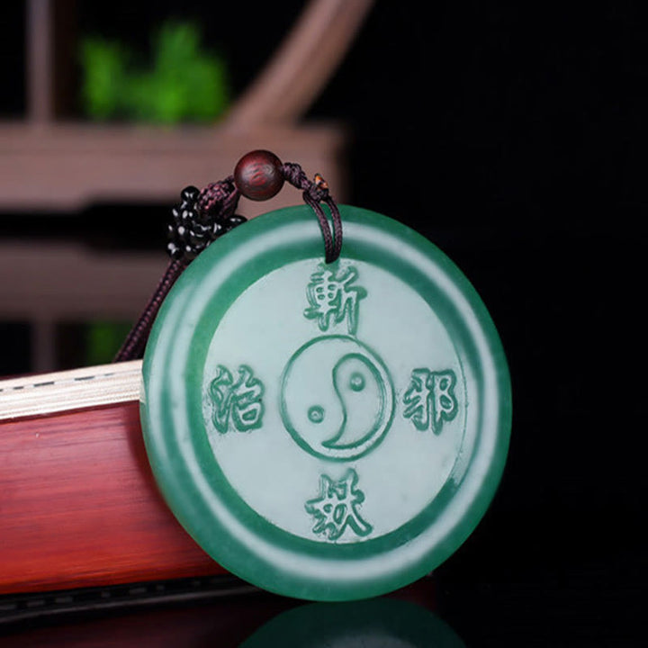 Buddha Stones Collier d'équilibre Yin Yang Pendentif en aventurine verte  - image 3