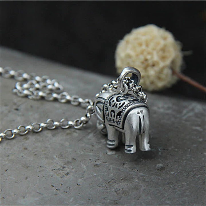 Collier pendentif force éléphant en argent sterling 990 Buddha Stones