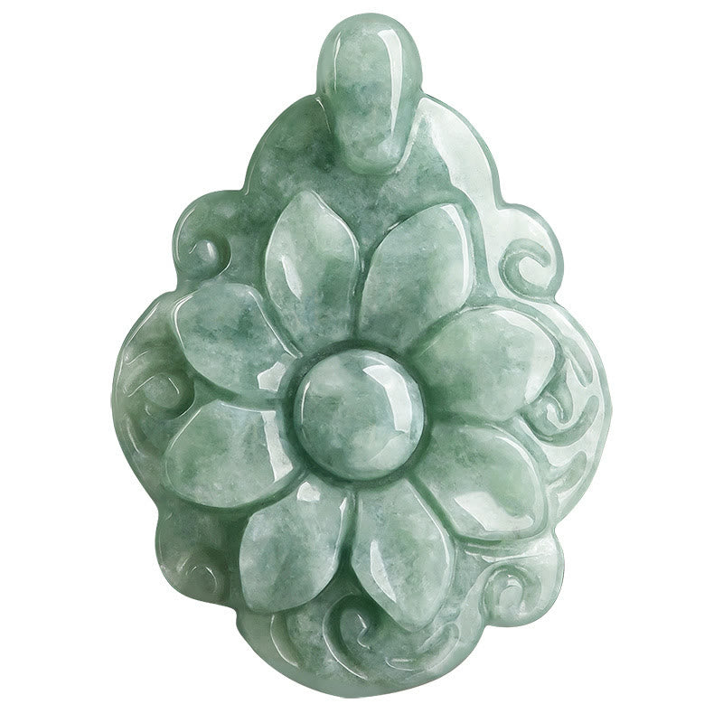 Collier pendentif porte-bonheur en jade naturel Kalanchoe blossfeldiana avec Buddha Stones