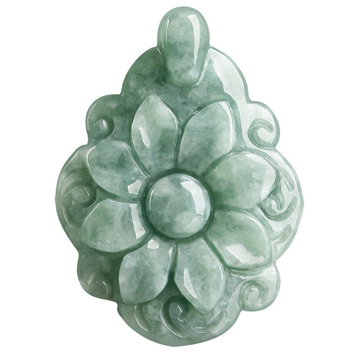Collier pendentif porte-bonheur en jade naturel Kalanchoe blossfeldiana avec Buddha Stones