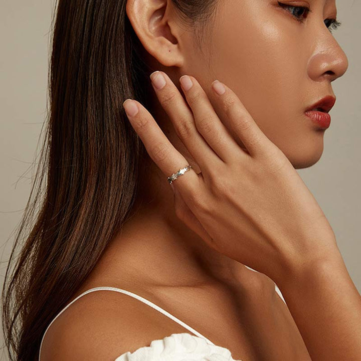 Bague ajustable en argent sterling 925 avec symbole Hamsa et zircone de Buddha Stones - image 3