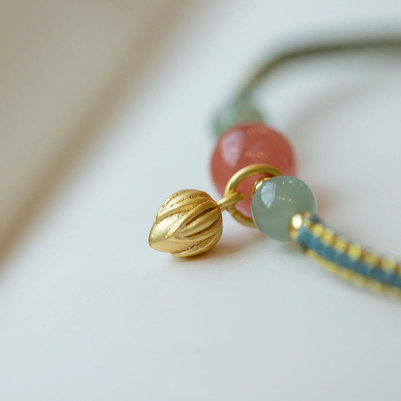 Bracelet en corde de confiance calme et agate rouge en jade et lotus avec Buddha Stones