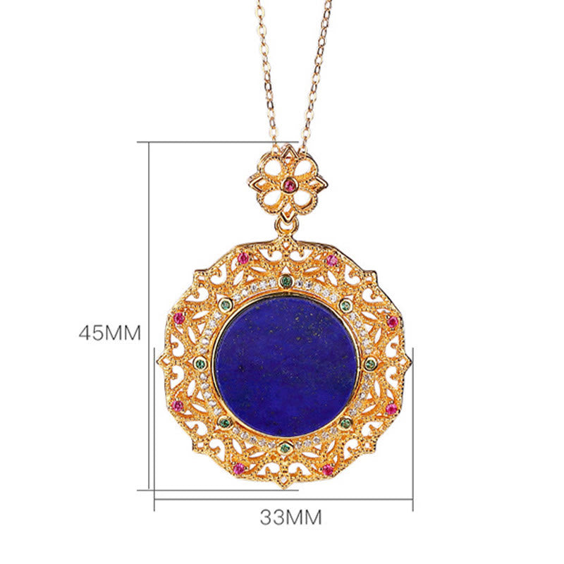 Collier pendentif positif en lazurite plaqué or en argent sterling 925 Buddha Stones