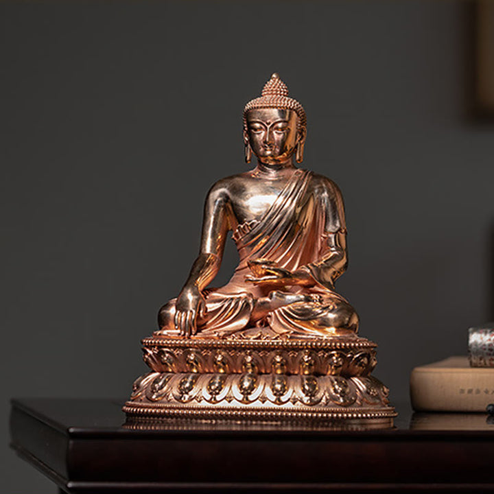 Statue de Bouddha de la sérénité de Gautama Shakyamuni en cuivre, décoration de la maison