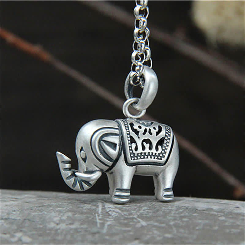 Collier pendentif force éléphant en argent sterling 990 Buddha Stones