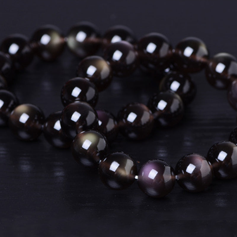 Bracelet positif en obsidienne arc-en-ciel naturelle de Buddha Stones