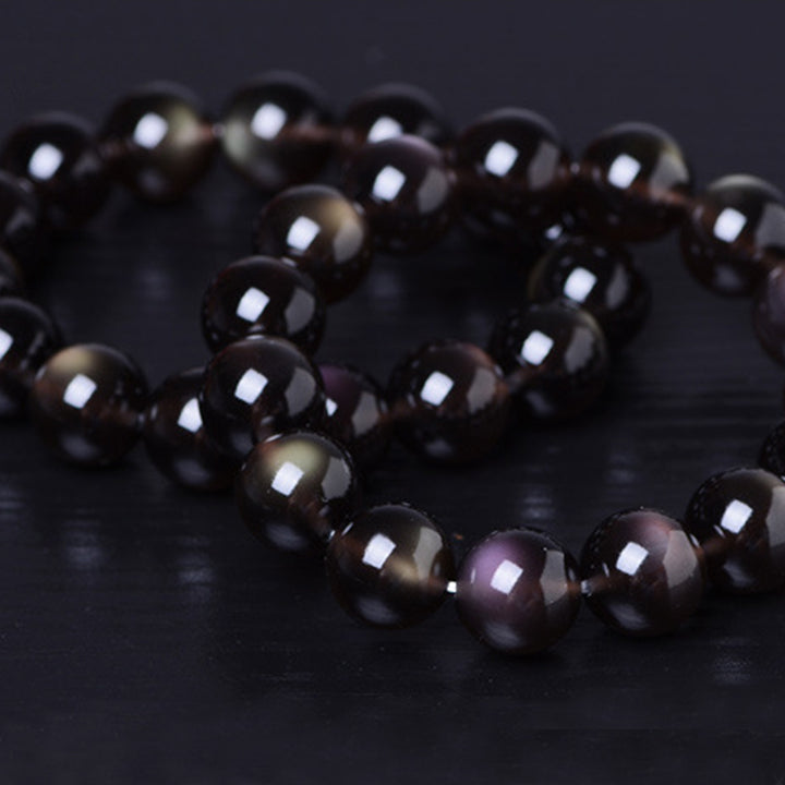 Bracelet positif en obsidienne arc-en-ciel naturelle de Buddha Stones