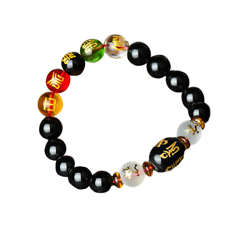 Bracelet porte-bonheur tibétain en onyx noir