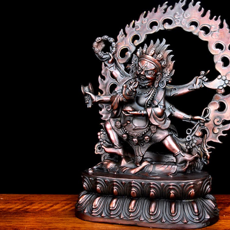 Statue de Bouddha en cuivre de la compassion de Mahakala du Tibet