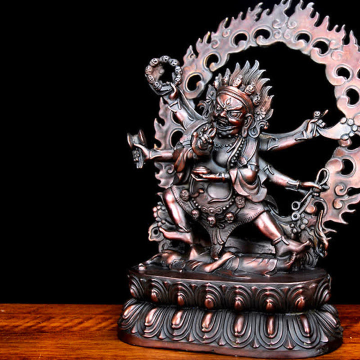 Statue de Bouddha en cuivre de la compassion de Mahakala du Tibet