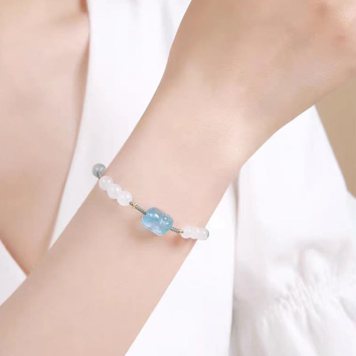 Bracelet de guérison en jade blanc naturel PiXiu Hetian Buddha Stones