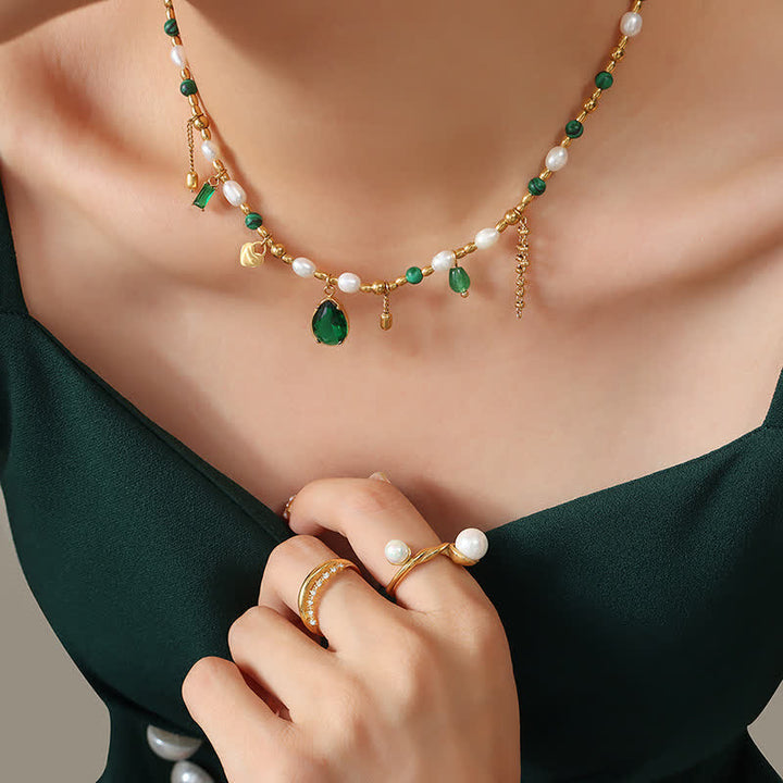 Collier pendentif calme en perles de zircon turquoise