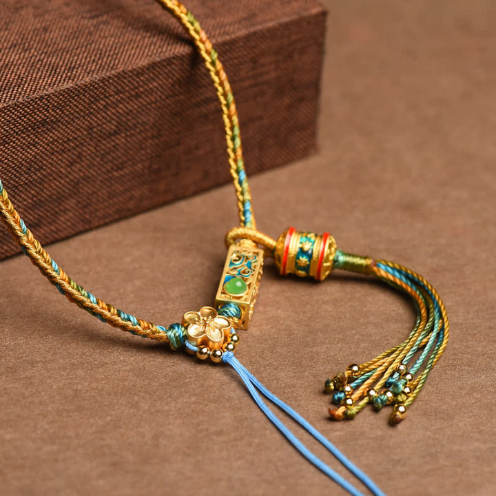Collier pendentif en cuivre avec Buddha Stones colorées