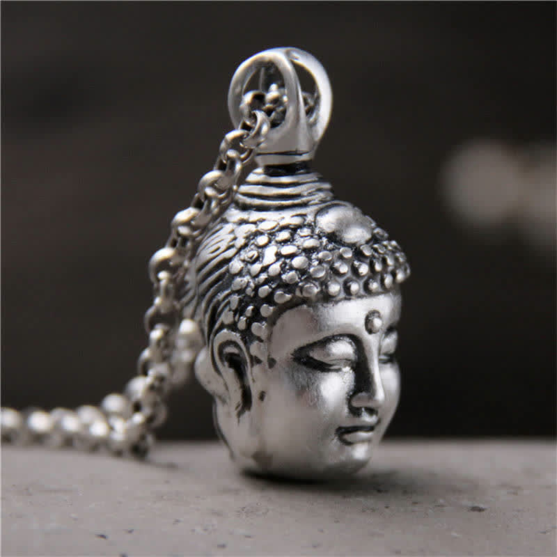 Collier pendentif Bouddha Démon Sérénité en argent sterling 999 de Buddha Stones - Bouddha (pendentif seul) - Argent sterling 999 - image 1