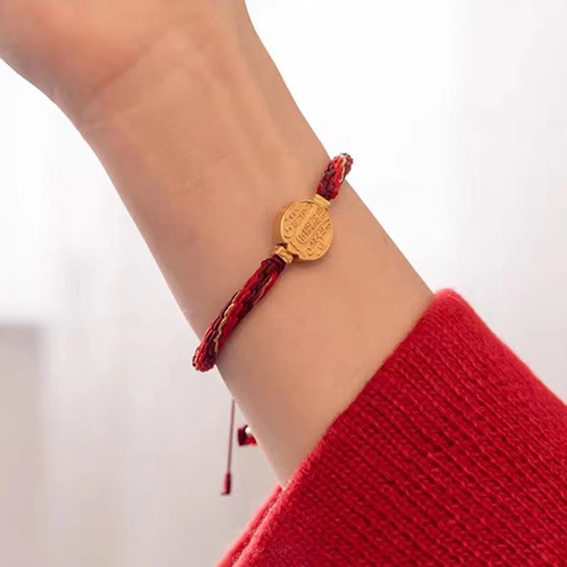 Bracelet tressé fait main en corde de protection avec nœud de réincarnation et Buddha Stones, cinq directions, dieux de la richesse