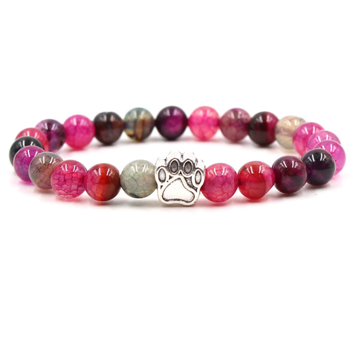 Bracelet de calme positif en agate indienne et agate verte avec patte de chien
