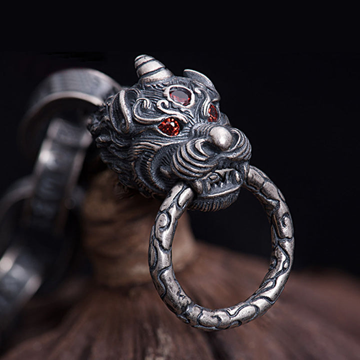Bracelet en argent sterling 925 Buddha Stones et dragon Kirin Om Mani Padme Hum