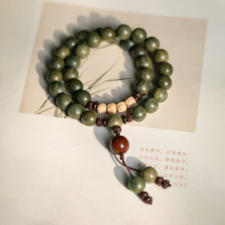 Bracelet de paix positive en bois de santal vert