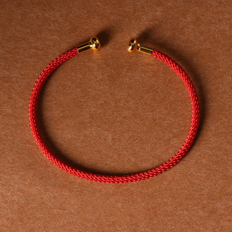 Bracelet manchette tressé fait main avec Buddha Stones au design simple - Rouge - image 0