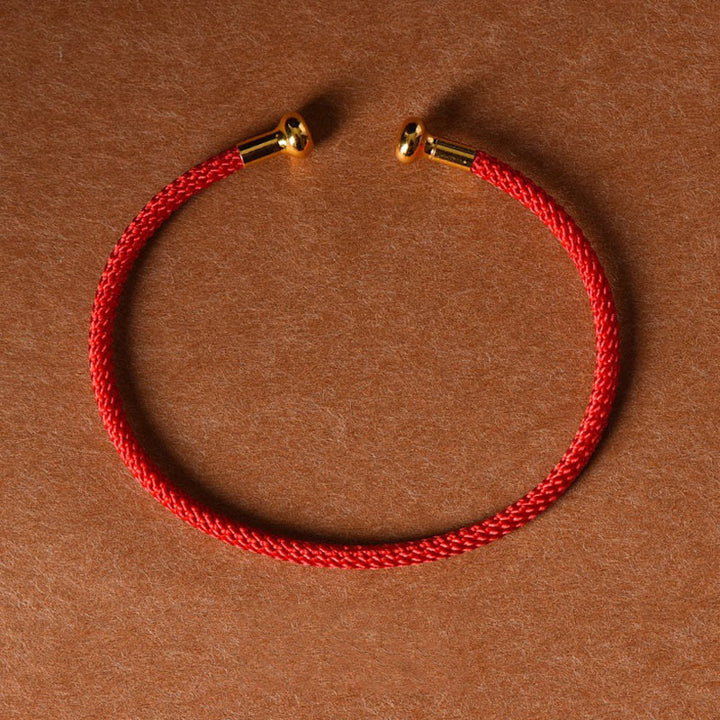 Bracelet manchette tressé fait main avec Buddha Stones au design simple - Rouge - image 0