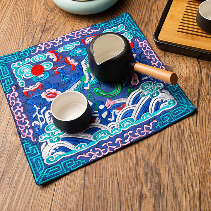Dessous de Buddha Stones Phoenix Dragon Kirin Dessous de verre pour tasse à thé Dessous de verre Kung Fu