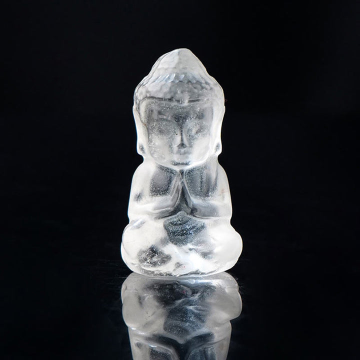 Buddha Stones Divers Cristal Améthyste Cristal Rose Cristal Blanc Citrine Bouddha Sculpté Guérison Spirituelle Collier Pendentif Décoration - Cristal blanc - Décoration 1,4 x 2,6 cm - image 9