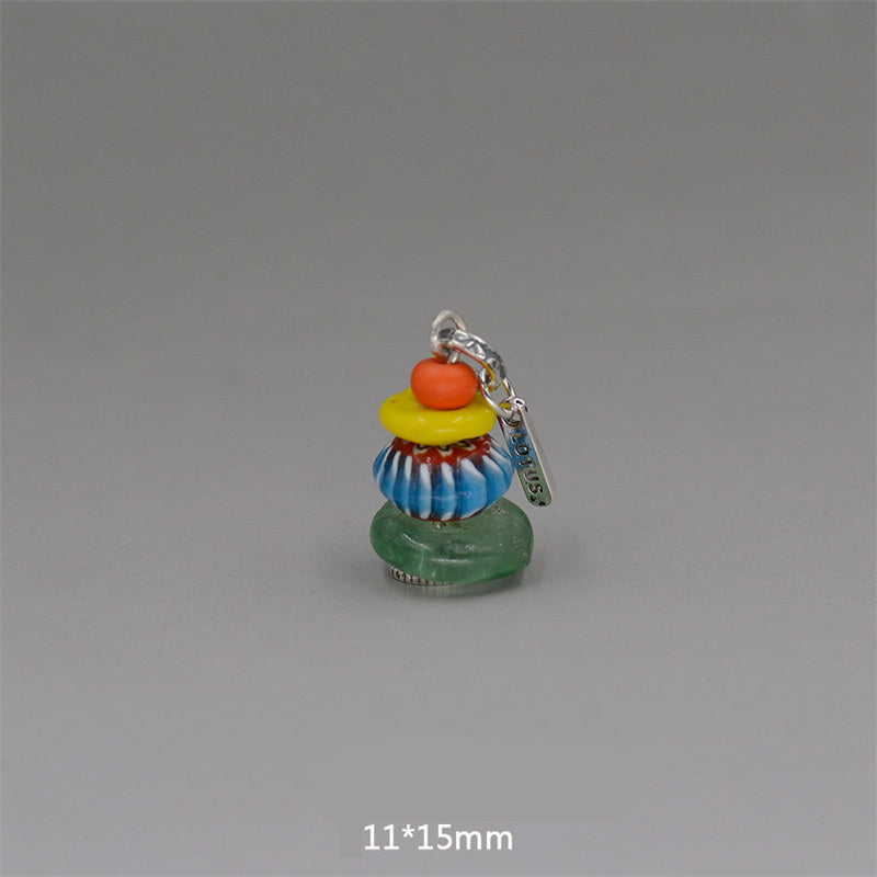 Collier pendentif calme en Buddha Stones Zen Cairn Labradorite Divers cristaux - Pendentif quatre perles de verre 11*15 mm - image 30
