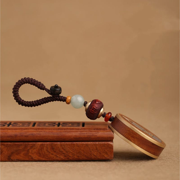 Porte-clés de voiture en bois d'ébène, Buddha Stones , bois de rose, Avalokitesvara Om Mani Padme Hum, décoration