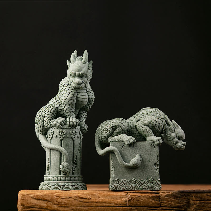 Buddha Stones Feng Shui Debout Assis Dragon Succès Chance Décoration de la Maison