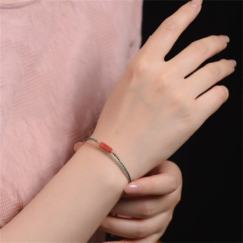 Bracelet tressé double couche fait main en cinabre avec Buddha Stones