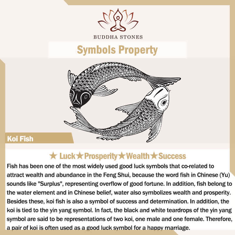 Bague de prospérité et de richesse en forme de poisson Koi avec Buddha Stones