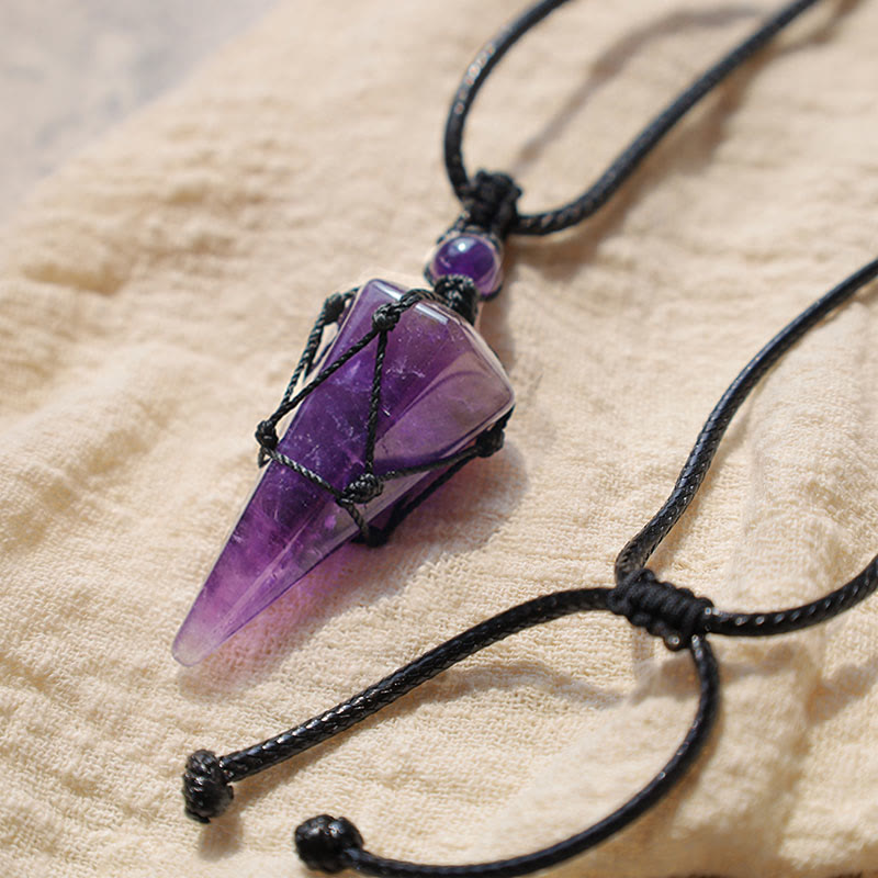 Collier pendentif pointu en pierre naturelle Buddha Stones