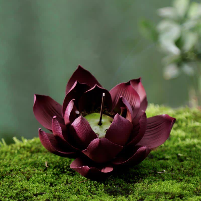 Brûleur d'encens tibétain en Buddha Stones Lotus Positive Peace