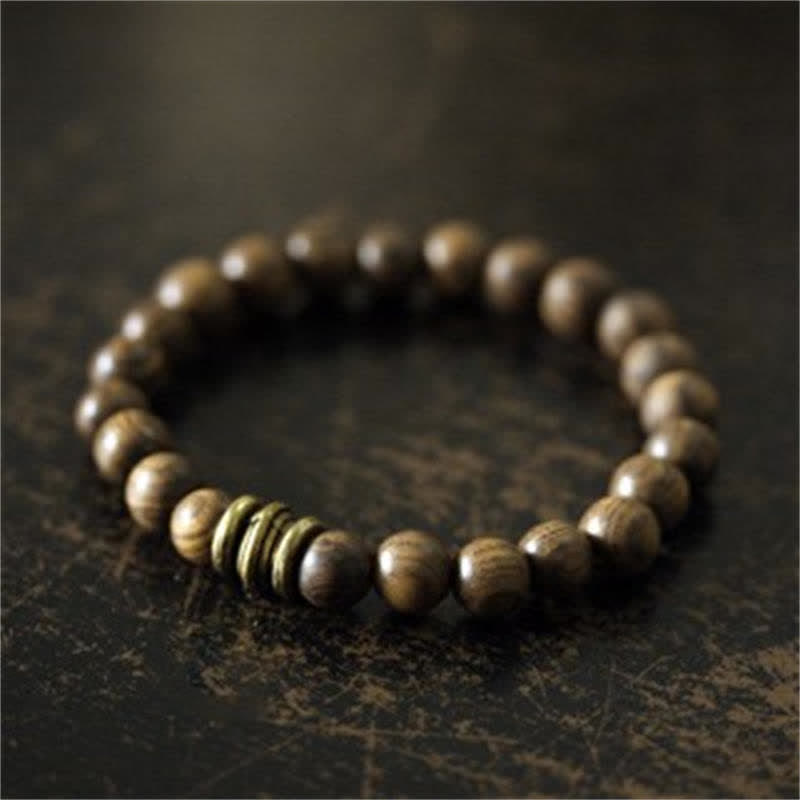 Bracelet de protection tibétain en bois de santal et Buddha Stones - 17-17,5 cm - image 1